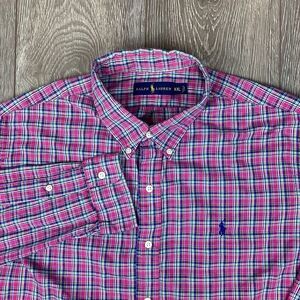 Ralph Lauren Button‎ Down Shirt Long Sleeve 2XL Pink Plaid